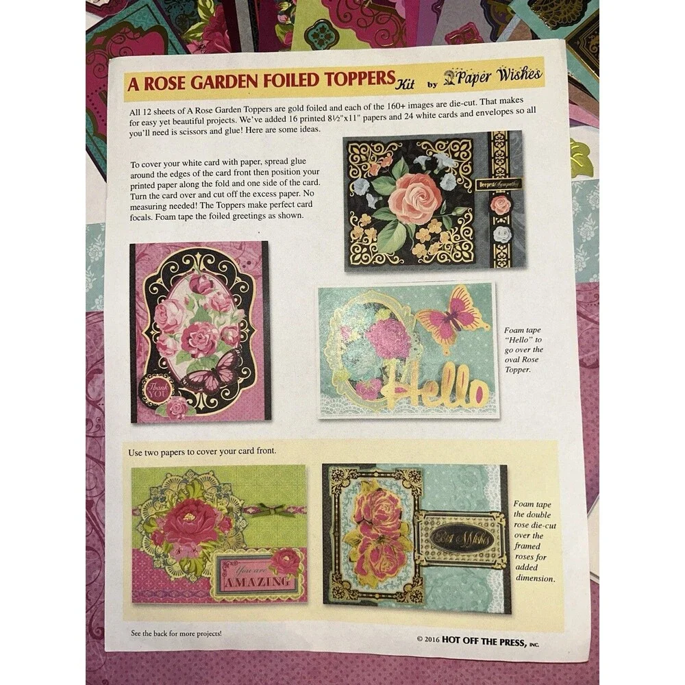 Paper Wishes Rose Garden Foiled Toppers Greeting Card Making Kit